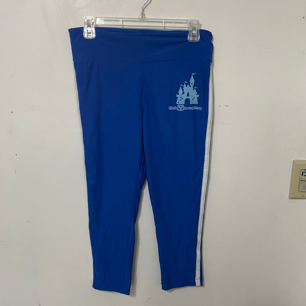 Disney Parks Walt Disney World Blue Castle Leggings Womens‎ Medium Capri Stripe